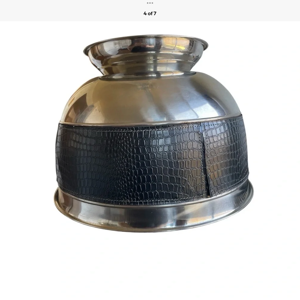 Party Tub Ice Bucket / punch bowl Stainless Steel Faux Leather Band 15